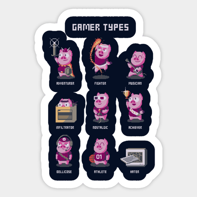 Gamer types Sticker by GrilledBacon